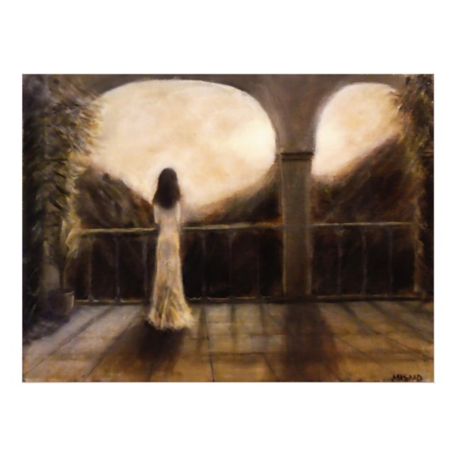 Flickan i Balcony Painting Photo Print Fototryck (Framsidan)