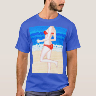 Flickan i Bikini på persikomålningen T Shirt