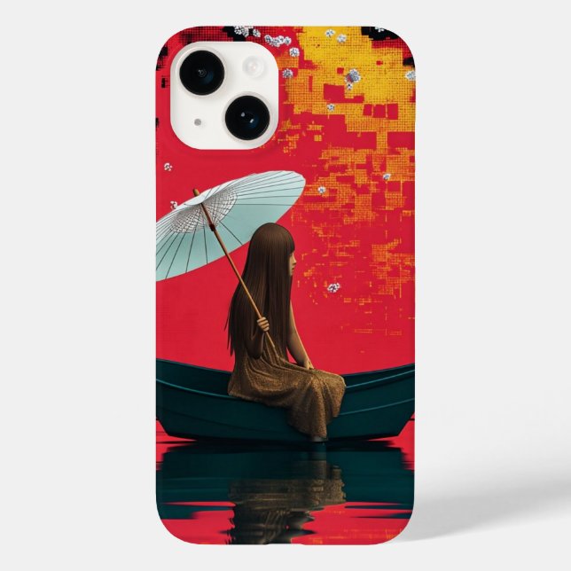 Flickan i Boat under mjukt ljus iphone case (Baksida)