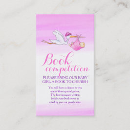 Flickan i bok under babyduschen stormar konstkort visitkort