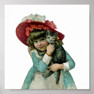 Flickan i Bonnet med julklapp Poster