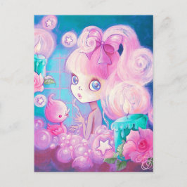 Flickan i Bubblebadet med ljus och Rosor Vykort