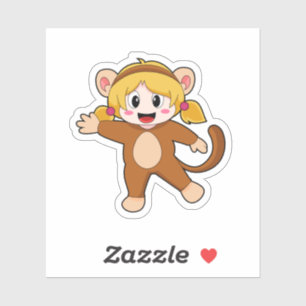 Flickan i Costume som Monkey Klistermärken