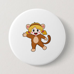 Flickan i Costume som Monkey Knapp