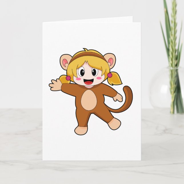 Flickan i Costume som Monkey Kort (Framsida)