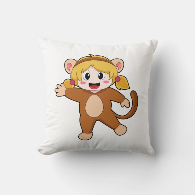 Flickan i Costume som Monkey Kudde (Framsida)