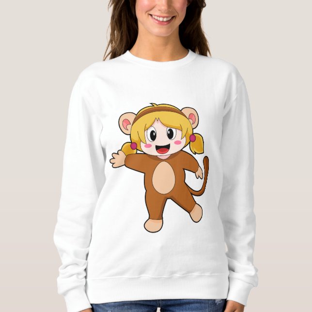 Flickan i Costume som Monkey T Shirt (Framsida)