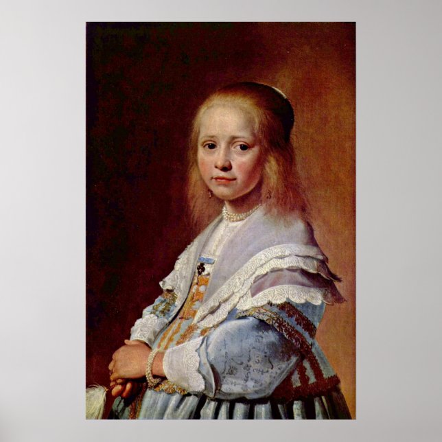 Flickan i en blå klänning av Johannes Verspronck Poster (Framsidan)