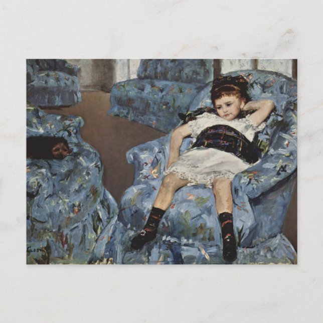 Flickan i en blå stol, Mary Cassatt Vykort (Framsida)