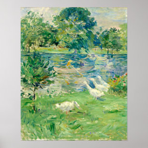 Flickan i en Boat med Geese av Berthe Morisot Poster