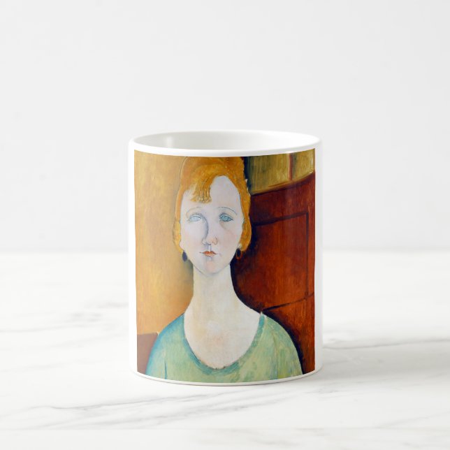 Flickan i en Grönt Blouse, Modigliani Kaffemugg (Center)