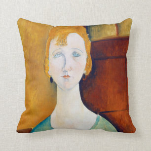 Flickan i en Grönt Blouse, Modigliani Kudde