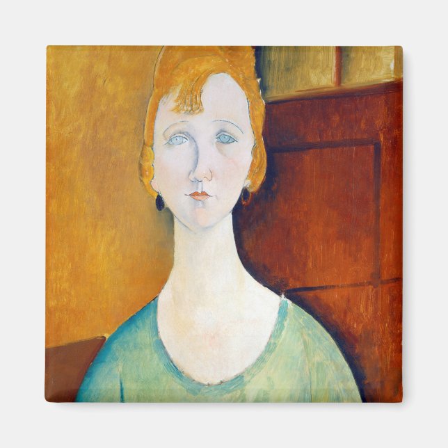 Flickan i en Grönt Blouse, Modigliani Magnet (Framsidan)