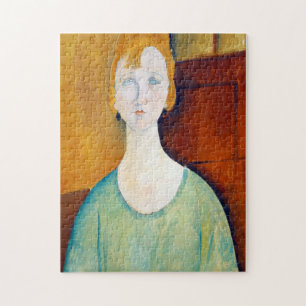 Flickan i en Grönt Blouse, Modigliani Pussel