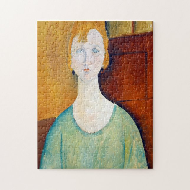 Flickan i en Grönt Blouse, Modigliani Pussel (Vertikal)