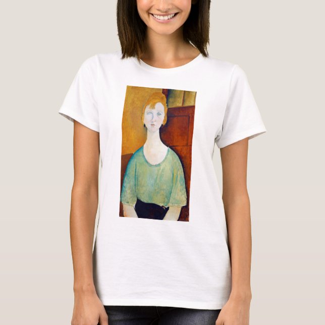 Flickan i en Grönt Blouse, Modigliani T Shirt (Framsida)