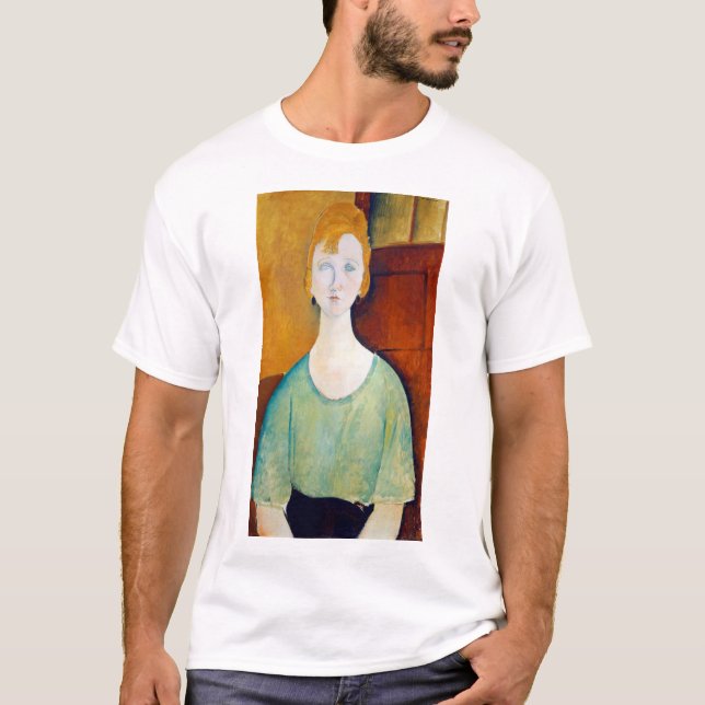 Flickan i en Grönt Blouse, Modigliani T Shirt (Framsida)