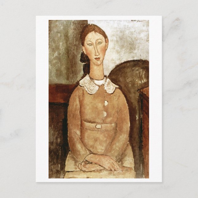 Flickan i en Gult Dress, Modigliani Vykort (Framsida)