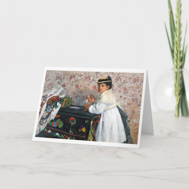 Flickan i en Hat, Edgar Degas Kort (Framsida)