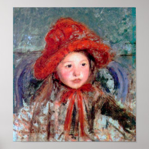 Flickan i en stor röd hatt, Mary Cassatt Poster