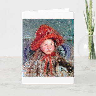 Flickan i en stor rödhatt, Mary Cassatt Kort