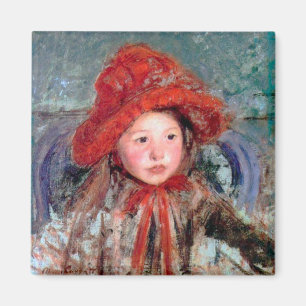Flickan i en stor rödhatt, Mary Cassatt Magnet
