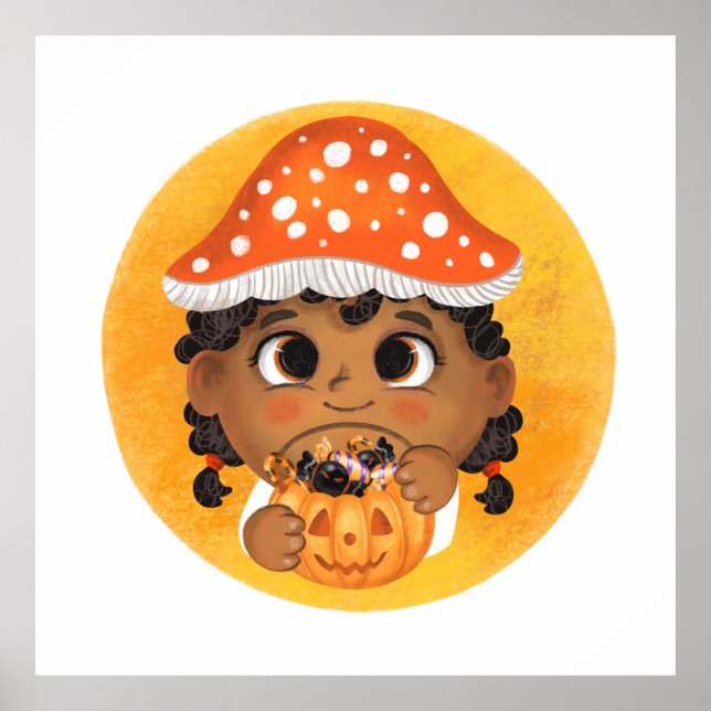 Flickan i ett Fly agaric-svamprum Halloween-kostum Poster (Framsidan)