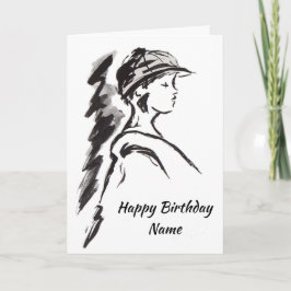 Flickan i Hat Birthday Kort