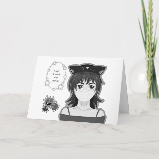 Flickan i karantän. Manga stil Helgkort (Framsida)