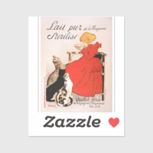Flickan i Red Dress Drinking Mjölk Steinlen Poste Klistermärken