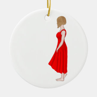 Flickan i Red Dress Oljemålning jul Ornament