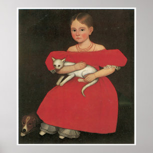 Flickan i Red med hennes katt och Hund c. 1834-36 Poster