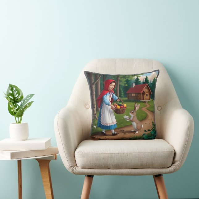 Flickan i Redatt med Bunny Kudde (Stol)