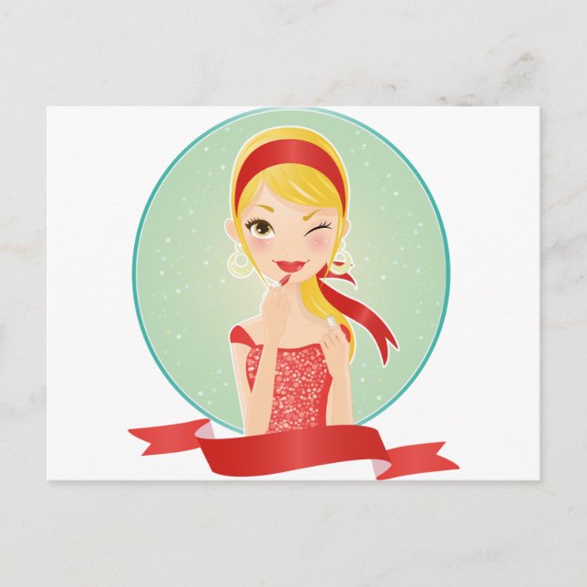Flickan i rött vykort (Framsida)