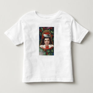 Flickan i Santa Hat i Bell T Shirt