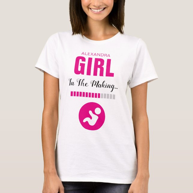 Flickan i Shock rosa Skapar och Progress T Shirt (Framsida)