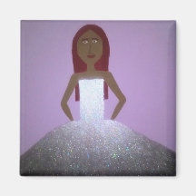 Flickan i Silver Dress Magnet