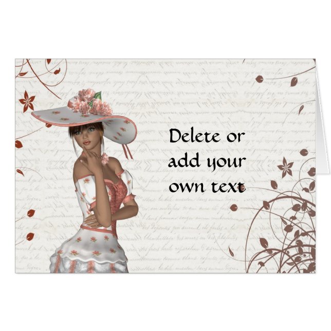 Flickan i sommarhatt hälsningskort (Framsidan Horizontal)