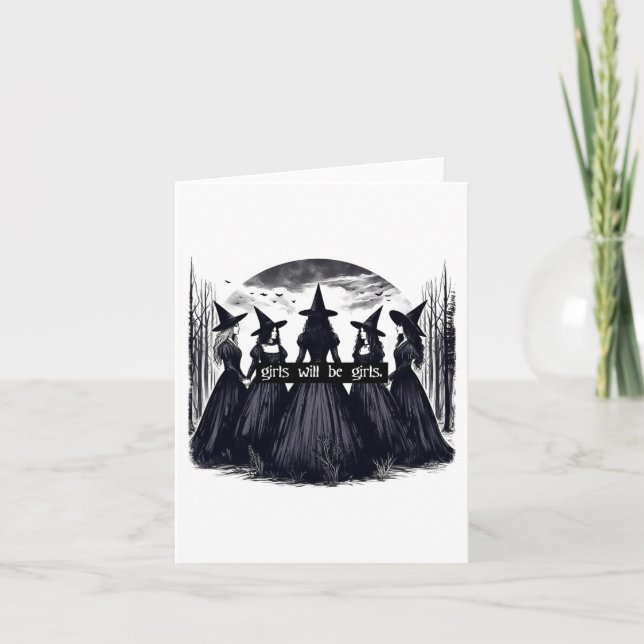 Flickan kommer att bli Girls Witch Halloween Funny Kort (Framsida)