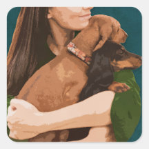 Flickan kramar två dachshunds Hug Din Hund