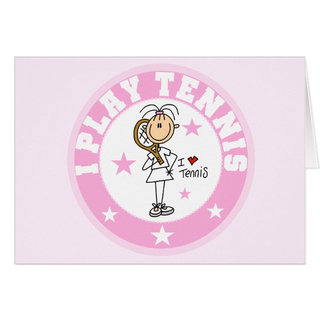 Flickan leker jag tennisTshirts och gåvor Hälsningskort (Framsidan Horizontal)