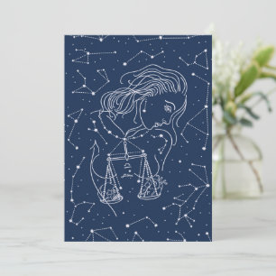 Flickan Libra Zodiac - signaturkort