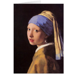 Flickan med det pärlemorfärg örhänget vid Vermeer Hälsningskort