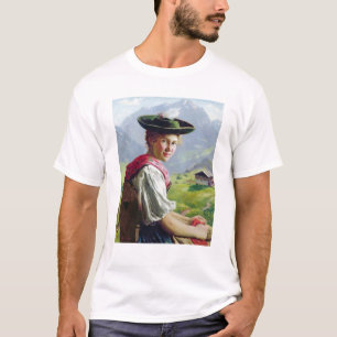 Flickan med en hatt i berg landskap tee shirt