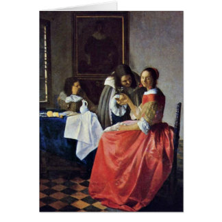Flickan med en Wineglass. Vid Johannes Vermeer Hälsningskort