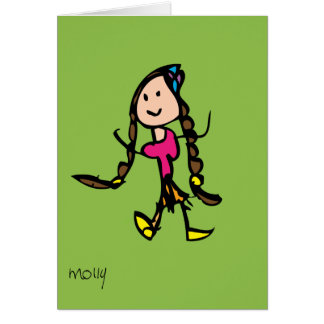 Flickan med flätar hälsningskort