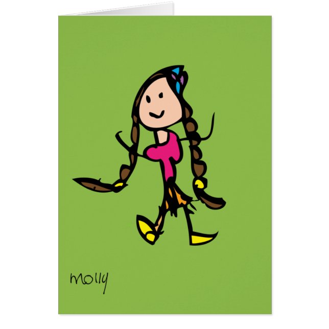 Flickan med flätar hälsningskort (Framsidan)