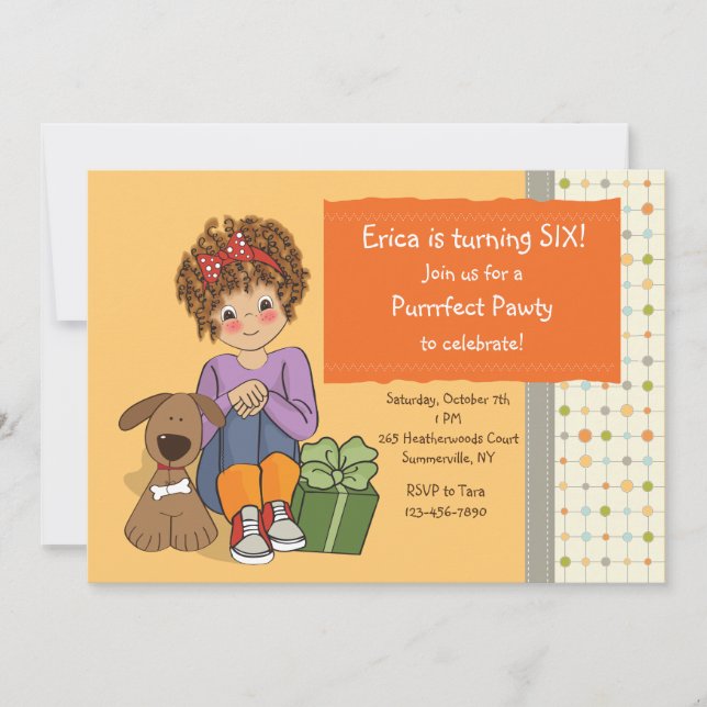 Flickan med hennes Hund inbjuden Inbjudningar (Framsida)