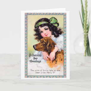 Flickan med Irish Setter Hund, Saint patrick's day Kort