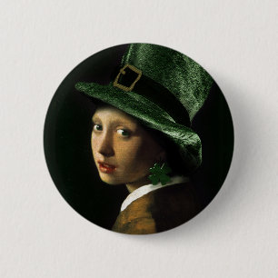 Flickan med Klöver-avläsningen - St patrick's day Knapp